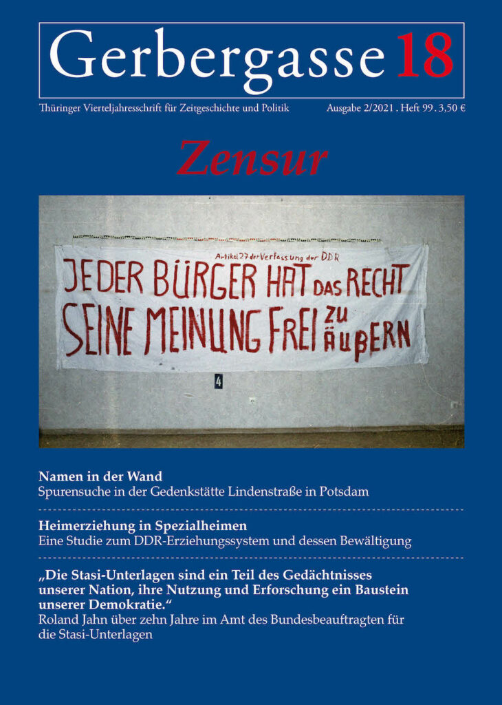 Cover der Gergergasse 18, Zeitschrift für Zeitgeschichte und Politik